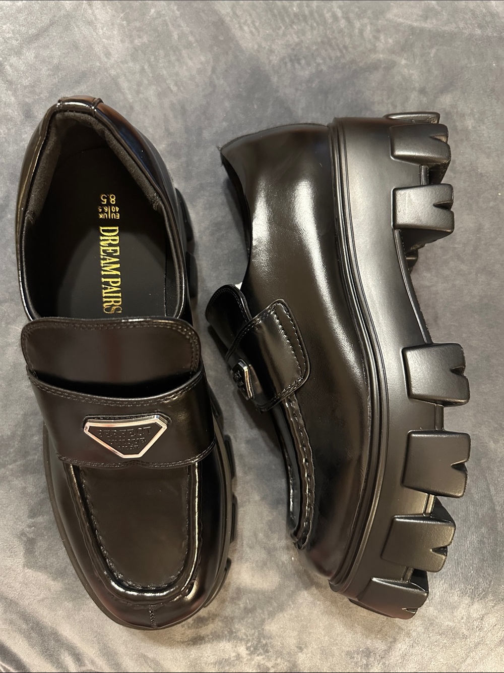 Dream Pairs Black Chunky Sole Slip-On Loafers